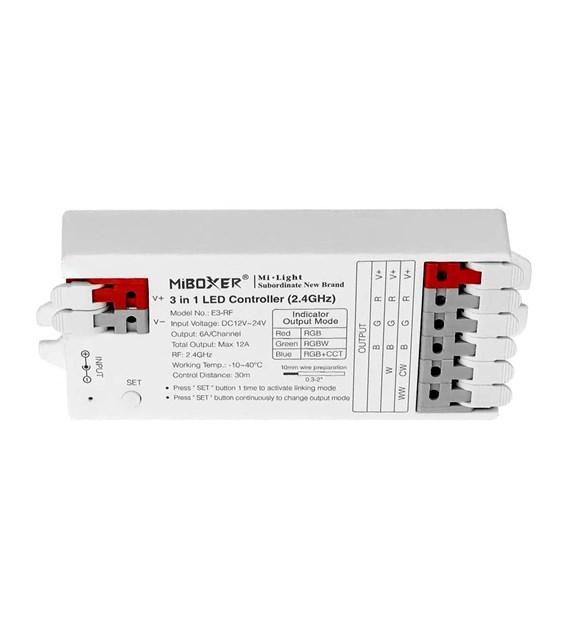 Mi-Light Sterownik E3-RF 2,4G 12A 3in1 RGB/RGBW/RGB+CCT szybki montaż