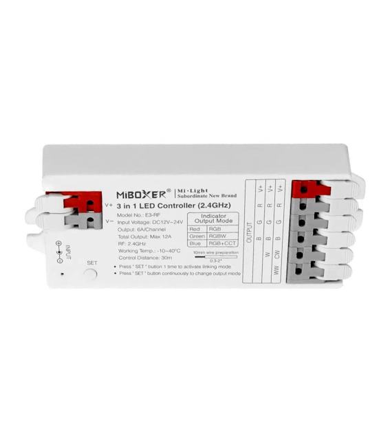 Controller E3-RF 2.4G 12A 3in1 RGB/RGBW/RGB+CCT quick installation