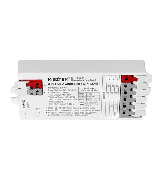 Mi-Light Sterownik E3-WR 2,4G WiFi 12A 3in1 RGB/RGBW/RGB+CCT szybki montaż