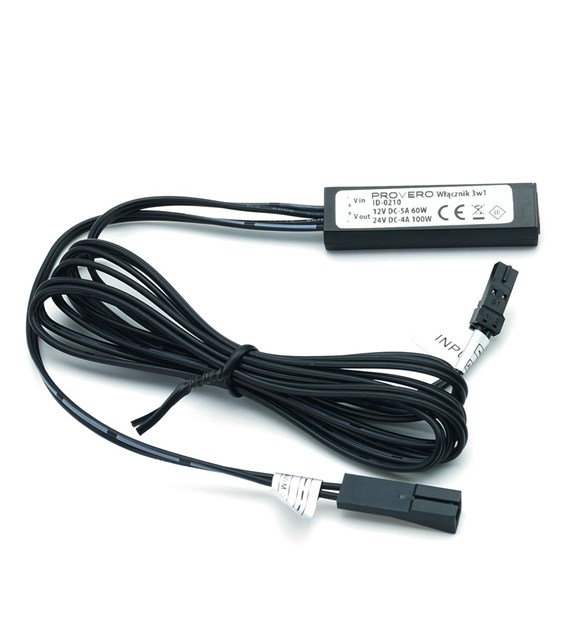 Włącznik uniwersalny czarny  3W1 12V 60W zbiżeniowy, do szaf, ściemniacz