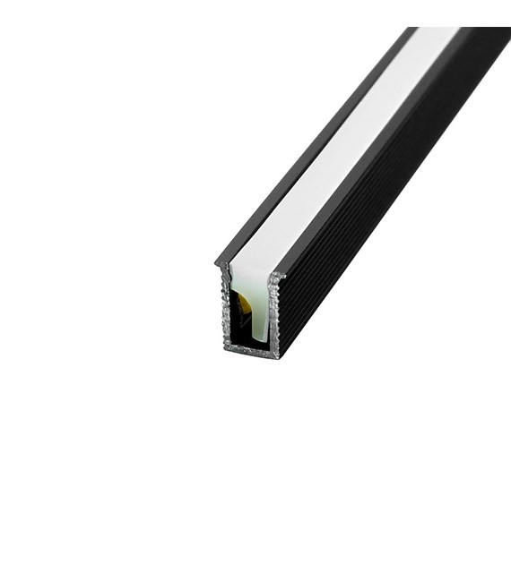 Profil aluminiowy TINY 3m Wpuszczany czarny z silikonową osłoną