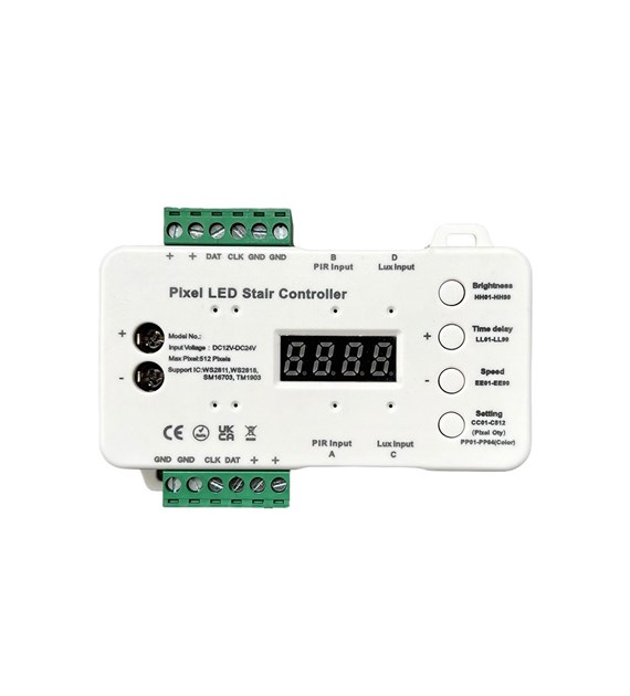 Sterownik schodowo-korytarzowy Cyfrowy LED mono/RGB 12-24V Czujnik zmierzchu i 2xPIR