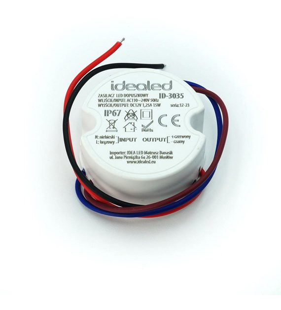 Komp. zasilania do puszki 1,25A 15Wwodoodporny 12V DC