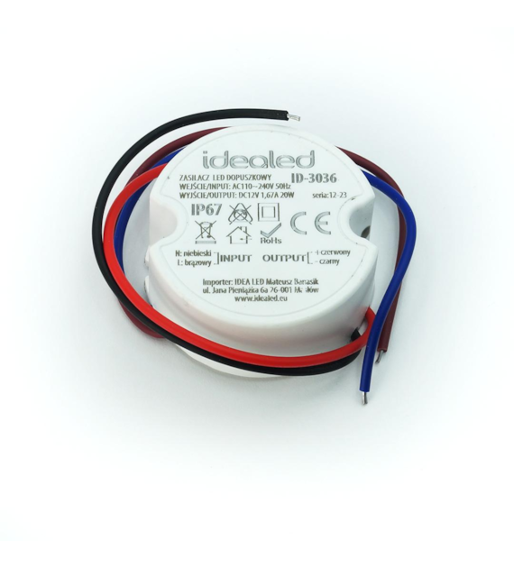 Power supply set for junction box 1.67A 20W waterproof 12V DC