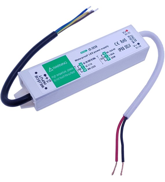 Komp. zasilania wodoodp. IP67 1,67A 20W 12V DC