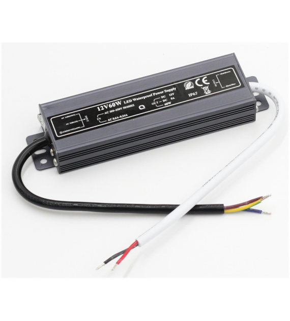 Waterproof power supply kit IP67 5A 60W SLIM12V DC