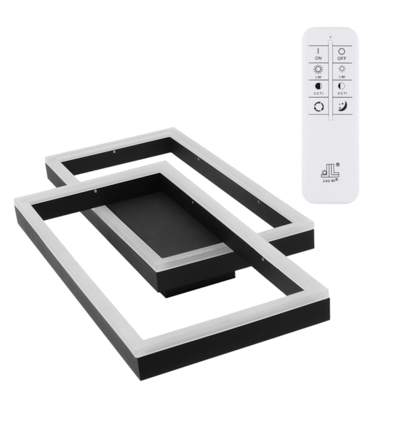 Artesia 48W black CCT LED ceiling light with remote