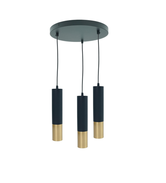 Schwarz-goldene Pendelleuchte CIRCUS-3R auf Ring 290x60