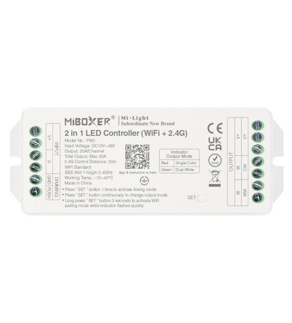 Sterownik PW2 (WI-FI + RF 2.4G) 20A 2in1  MONO/CCT