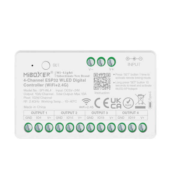 Sterownik LED Cyfrowy Wi-Fi WLED 4-kanały Mi-Light SPI-WL4
