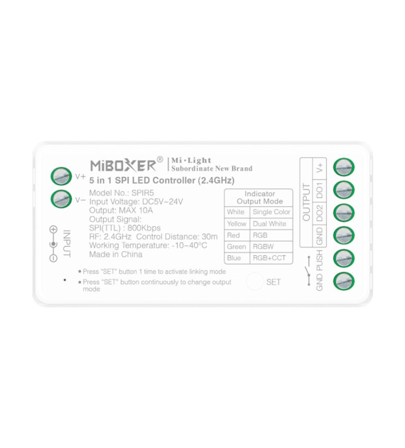 Mi-light Digital Controller SPIR5 10A 5in1 MONO/CCT/RGB/RGBW/RGBCCT SPI 2.4GHz