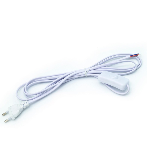 Sznur przyłączeniowy 2,5m 2x0,5 białyz wyłącznikiem