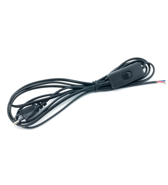 Sznur przyłączeniowy 2,5m 2x0,5 czarnyz wyłącznikiem