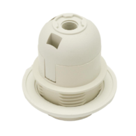 Oprawka E27 z kołnierzem biała niepalna