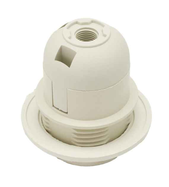 E27 socket with flange white fire-resistant