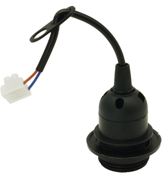 E27 construction socket black fire-resistant with cable