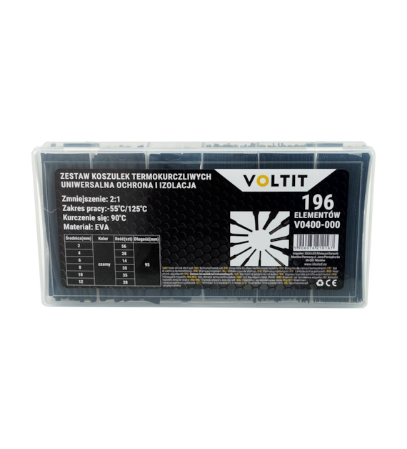 Heat shrink tube set black 196 pieces