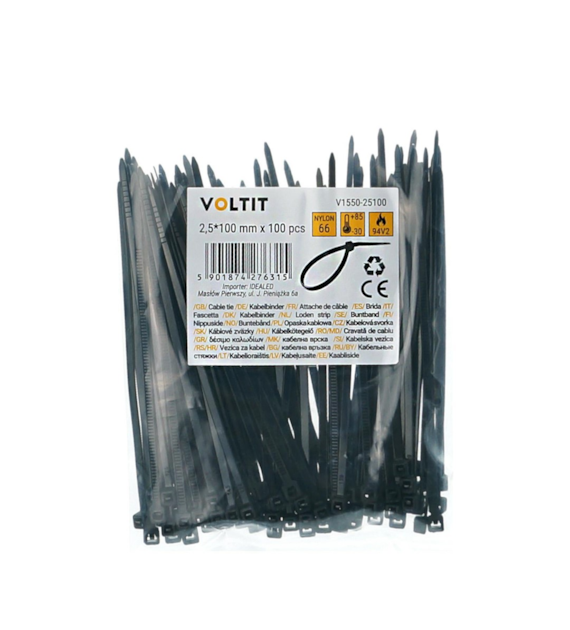 Opaska kablowa 2,5*100 nylon 66 czarna