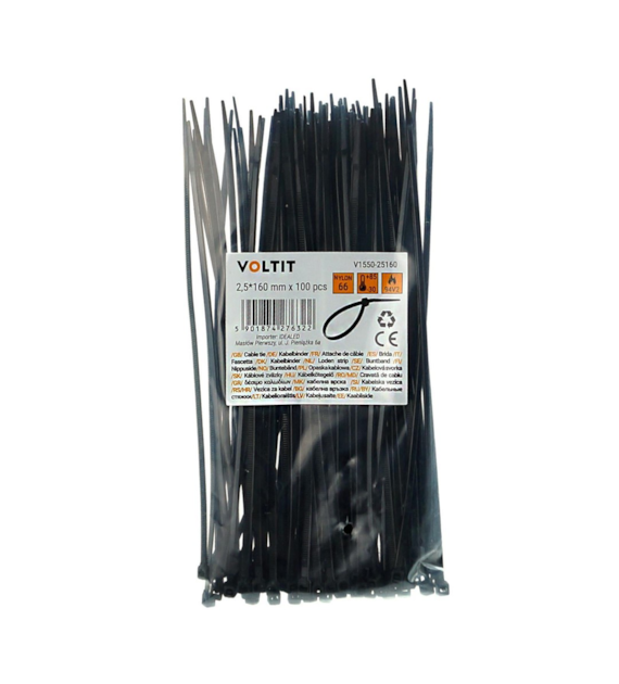 Cable tie 2.5*160 nylon 66 black