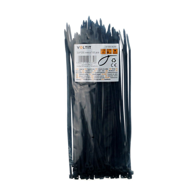 Cable tie 3.6*200 nylon 66 black